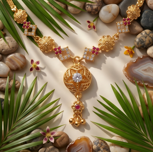 Collar Gargantilla Tradicional con Motivo de Estrella en Oro Chapado de DIVYORO, Joyería para Mujer, Colección Étnica para Novias y Eventos de Boda - Product Image 4