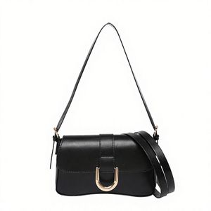 Bolso bandolera de un solo hombro, impermeable, multifuncional, para mujer, diseño con cordón, material de lona de cuero marrón - Product Image 2