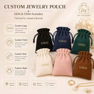 Bolsa de Terciopelo Personalizada con Logotipo, Impresa en Serigrafía, con Cordón, para Joyería, Reciclable, para Regalos y Manualidades, Embalaje Premium - Product Image 2
