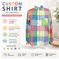 Chemise décontractée pour femme en coton tissé respirant, à col, manches longues, boutonnée, avec poches, patchwork multicolore, ODM