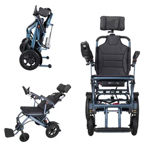 Electric reclining power wheelchair lightweight with head rest