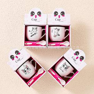 Juego de <span class=keywords><strong>Tazas</strong></span> de Café de Cerámica con Diseño de Dibujos Animados para el <span class=keywords><strong>Desayuno</strong></span> Familiar, de Alta Calidad, con Logotipo Personalizado, Venta al por Mayor - Product Image 1