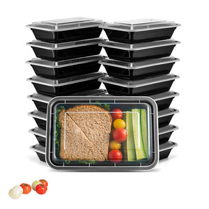 Boîte à lunch rectangulaire à emporter, boîte de préparation de repas jetable en plastique PP, récipient alimentaire avec couvercle anti-fuite, compatible micro-ondes - Product Image 1