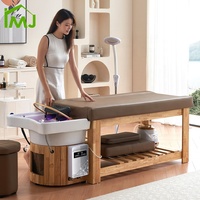 Lit de massage thaïlandais en bois massif pour salon, lit de lavage de cheveux en céramique pour spa capillaire