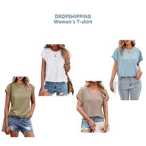 Shopify Dropshipping <span class=keywords><strong>T</strong></span>-<span class=keywords><strong>shirt</strong></span> pour femmes Vêtements Sourcing Fulfillment Étiquetage blanc Chemise tricotée Dropshipping Agent - Product Image 1