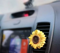 Diffuseur de parfum 3D Tournesol pour grille d'aération de voiture, en plâtre naturel, élégant motif floral, accessoires intérieurs de voiture pour femme, cadeau