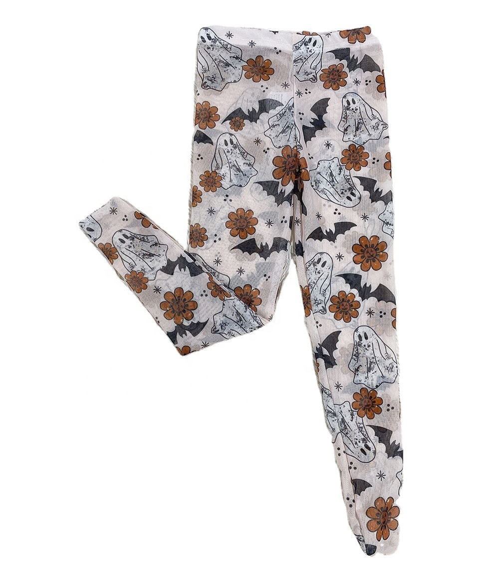 2021 New Arrivals Fashion Kid's Halloween Sheer Footed Tights Spook Printed Kids Tights