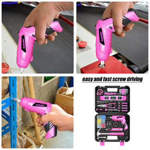 Solude 130pcs 3.6V mini không dây tuốc nơ vít đa chức năng Búa dao màu hồng hộ gia đình phụ nữ tay công cụ thiết lập - Product Image 6