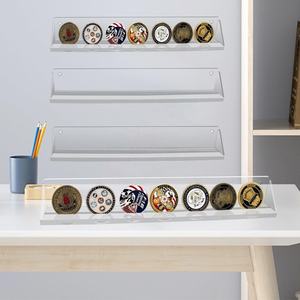 Support d'affichage <span class=keywords><strong>mural</strong></span> en acrylique transparent pour pièces de monnaie Rack de collection à une rangée pour pièces de monnaie Boucles <span class=keywords><strong>Badges</strong></span> Organisateur Étagère - Product Image 5