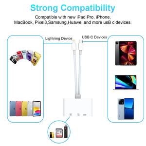 Lettore di Schede SD 3 in 1 Lightning USB C Tipo C per Schede SD TF Adattatore di <span class=keywords><strong>Memoria</strong></span> per iPhone Macbook <span class=keywords><strong>Samsung</strong></span> Huawei Xiaomi - Product Image 5