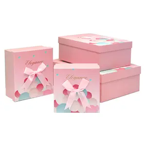 도매 가격 귀여운 핑크 선물 포장 종이 상자