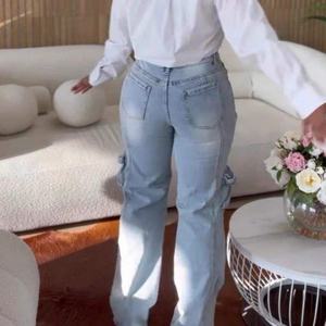 Nouveau Jean Large Femme Automne Style Street Hip-Hop 100% Coton Délavé Effet Usé OOTD Jean Baggy en Denim Orné de Strass - Product Image 2