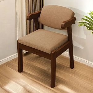 Nueva Silla de Comedor Moderna Nórdica Francesa Simple de Madera Maciza con Reposabrazos Tapizados en Cuero para Hogar, Oficina, <span class=keywords><strong>Sala</strong></span> de Estar y Hoteles L104 - Product Image 3