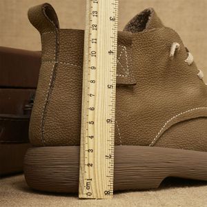 Chaussures de marche pour hommes en cuir de vache véritable à lacets, bout rond, légères, style décontracté pour l'extérieur - Product Image 2