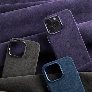 Mode 100% Voor Alcantara Cover Lederen Telefoon Case Voor Iphone 14/15/13 Case Classic Suede Voor Iphone 14pro/15pro Case