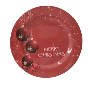 공장 공급 8 Pcs 크리스마스 식탁 세트 붉은 색 플레이트 2 섹션 트레이 그릇 컵