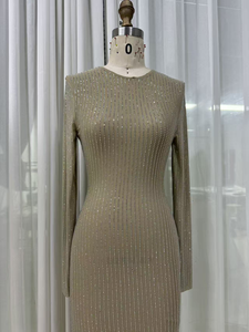 <span class=keywords><strong>Robe</strong></span> <span class=keywords><strong>longue</strong></span> de luxe de haute qualité LS2754 avec strass, <span class=keywords><strong>robe</strong></span> <span class=keywords><strong>longue</strong></span> à manches longues de couleur unie scintillante, tempérament élégant - Product Image 4