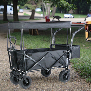 Wagon utilitaire extérieur pliable pliable en PE robuste vente en gros tout chariot avec auvent Oxford 600D noir rouge coloré - Product Image 1