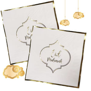 Serviettes de table en <span class=keywords><strong>papier</strong></span> personnalisées à 2 plis jetables blanches 13x13 pouces Décoration de table à thème Ramadan - Product Image 5