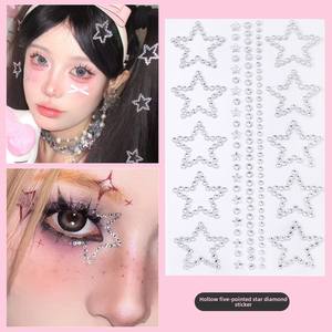 Ins Glitter Face Stickers avec Résine Diamant et Perle Organza Arc Sourcils Lèvres Strass Colle-On Technique Visage Accessoires - Product Image 6