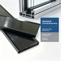 Feuille de rupture thermique noire en nylon de type I, non conductrice, en PA66GF25, conçue sur mesure, écologique, améliorant l'isolation des fenêtres