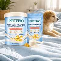 Poudre nutritionnelle au lait de chèvre PEITEBIO pour chiots, saveur crémeuse au lait, 250g, pour le développement cérébral, osseux et quotidien