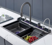 Évier de cuisine en acier inoxydable de haute qualité à texture nid d'abeille et robinet multifonctionnel à affichage numérique – Prix direct usine