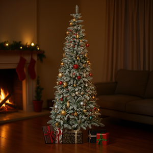 Árbol de Navidad Artificial Festivo de 7.5 pies con Luces LED Multicolores, Decoración Interior, Base de Plástico - Product Image 2