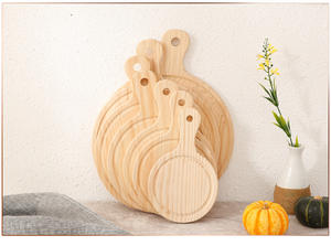 Planches à pizza rondes en bois personnalisées avec poignées, idéales pour les restaurants, planches à découper pour fruits et fromages – Vente chaude - Product Image 2
