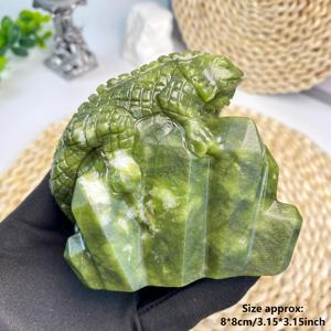 Lézard en jade vert naturel sculpté à la main, nouveau design, forme de grappe de cristal de 8 cm et artisanat en cabrite pour décoration et cadeau, vente en gros - Product Image 4