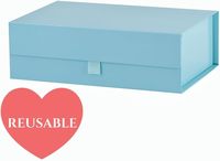 Boîte pliante magnétique bleue personnalisée faite à la main, antichoc, pour coffret cadeau de verres à vin rouge romantiques, idéale pour fêtes et mariages.