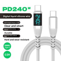 Câble de données en silicone 240W à double port Type-C, charge rapide 5A, 2m, chargeur USB pour téléphones portables/tablettes/ordinateurs portables et écrans d'appareil photo