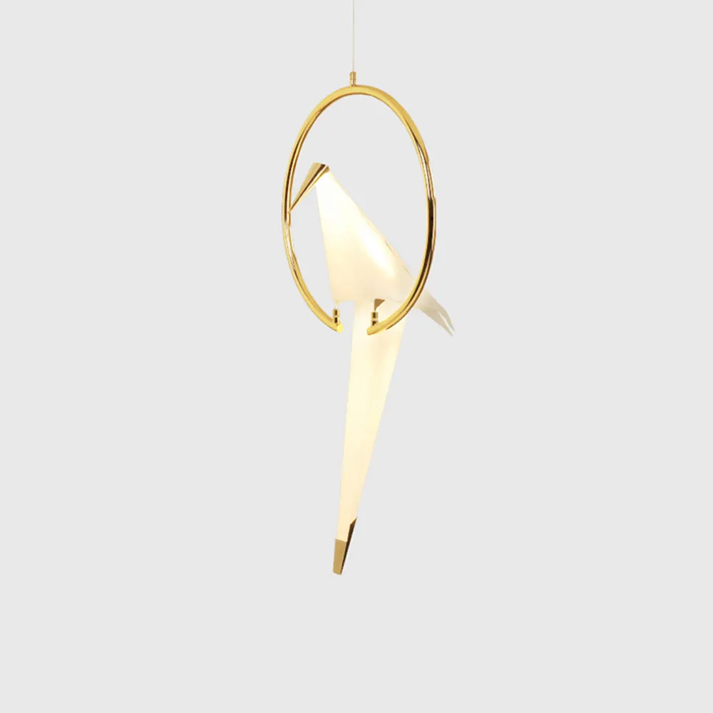 Lampe suspendue en métal au design d'oiseaux porte-bonheur, plaqué or, luminaire décoratif d'intérieur, idéal pour le café, une chambre à coucher ou un salon