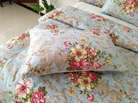 Ensemble de literie en coton 100% naturel, tissu soyeux et lisse, respectueux de l'environnement, imprimé pivoine, 300TC, fermeture à boutons