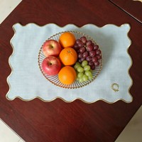 Nappe en lin blanc texturé, broderie européenne, couvre-table, set de table en lin texturé pour la maison et l'hôtellerie, vente en gros, direct usine