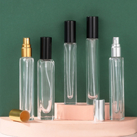 Flacon de parfum rectangulaire en verre transparent et fin, flacon multifonction avec bille roulante et pompe pulvérisatrice en métal pour échantillon de parfum