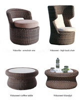 Meilleures ventes de meubles d'extérieur, ensemble de canapé de patio en rotin synthétique brun foncé rustique avec coussins imperméables pour le jardin