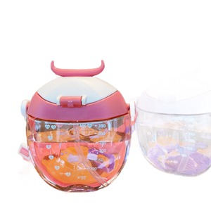 Cartoon Children's Straw Cup 400Ml Plastic Water Bottle With Strap Cute Horn Design Gift - Product Image 5