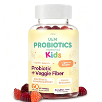 Probiotiques Gommes pour Enfants 60 Unités Probiotiques Fibres Végétales Saveur Baies OEM Complément Alimentaire Soutien Digestif et Immunitaire Fabriqué en Chine
