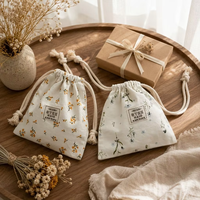 Sac de shopping en toile carrée de haute qualité avec cordon de serrage, logo personnalisé imprimé, sac à cosmétiques en toile de coton, pochette cadeau anti-poussière pour maquillage