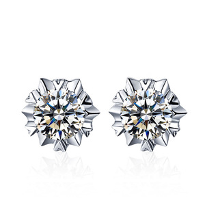 Orecchini a Perno Classici a Sei Punte a Forma di Fiocco di Neve per Donne, Gioielli Semplici e Scintillanti alla Moda, Vendita all'Ingrosso - Product Image 6