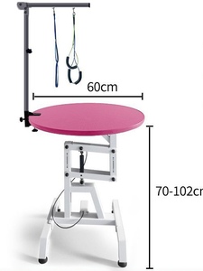 पालतू ग्रूमिंग टेबल सेट गोल घूर्णन बालों को काटने की टेबल हाइड्रोलिक लिफ्ट और 3 लूप 23.6 इंच टेबलटॉप चौड़ाई - Product Image 4