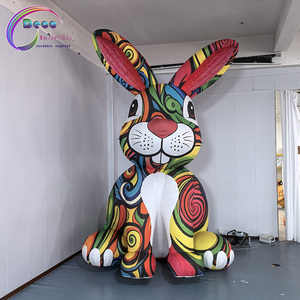 Mascotte <span class=keywords><strong>gonflable</strong></span> géante en forme de <span class=keywords><strong>lapin</strong></span> coloré avec motifs graffiti pour l'exposition d'art de Pâques - Product Image 1