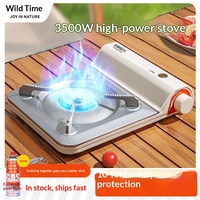 Réchaud à gaz butane portable ultra-fin avec dispositif d'allumage en alliage d'aluminium coupe-vent pour camping en extérieur, pique-niques, usage domestique et cuisson de fondue