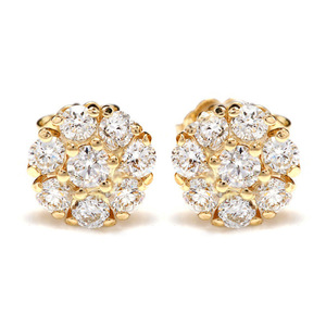 Orecchini a lobo di lusso in oro 18 carati con diamanti, taglio brillante rotondo, montatura a griffe, a forma di sfera, gioielli raffinati da donna per matrimonio - Product Image 1