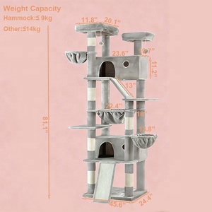 Premium multi-level grote kattenboom met krabpalen, hangmatten en wandbevestiging voor grote katten - Product Image 5