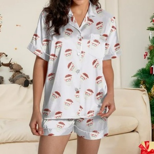 Pijamas Navideños para Mujer de Alta Calidad a Bajo Precio, Diseño Personalizado con Impresión Digital, 100% Viscosa, Conjunto de 2 Piezas - Product Image 6