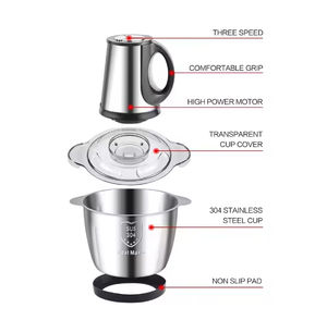 Picadora de Carne Eléctrica Doméstica de Acero Inoxidable, 2-3L, 3 Velocidades, Certificación CE, para Uso en la Cocina del Hogar - Product Image 2