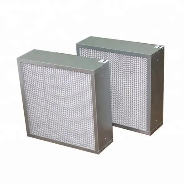 H14 HEPA filtre alüminyum başlık derin plise Laminar akış davlumbaz HVAC sistemi için HEPA hava filtresi