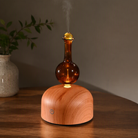 Diffuseur d'huiles essentielles en verre en forme d'arbre avec base en bois, diffuseur ultrasonique d'aromathérapie, brumisateur décoratif pour la maison